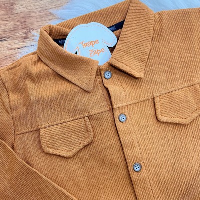 Conj. Camisa Cotele Canelada e Calça de Moletom - Ferrugem e Chumbo